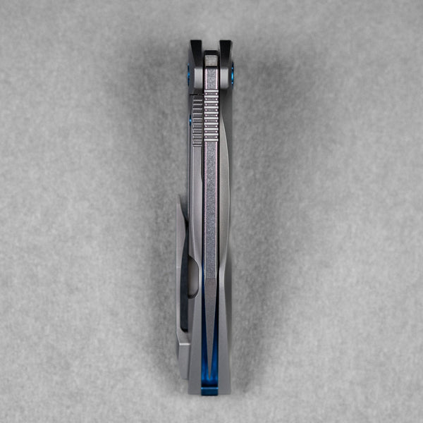 Koenig Mini Goblin Flipper - Brightwashed w/ Polished Flats M390 & Plain Titanium w/ Sea Pattern - URBAN EDC®