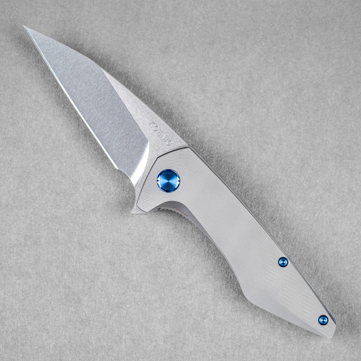 Koenig Mini Goblin Flipper - Brightwashed w/ Polished Flats M390 & Plain Titanium w/ Sea Pattern - URBAN EDC®