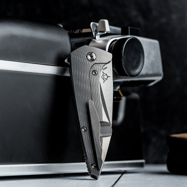Koenig Mini Goblin Flipper - Burnished w/ Polished Flats M390 & Burnished Titanium w/ Sea Pattern - URBAN EDC®