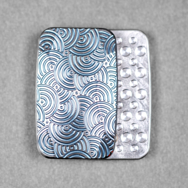 Magnus x URBAN Squashed Toad Fidget Slider - Light Blue Titanium w/ Chaos Seigaiha™ & SS Swiss Plates - URBAN EDC®