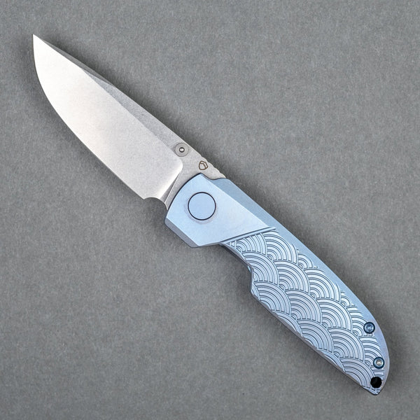 Matsey Basilisk Blue Seigaiha Engraved - Titanium (Limited) - URBAN EDC®