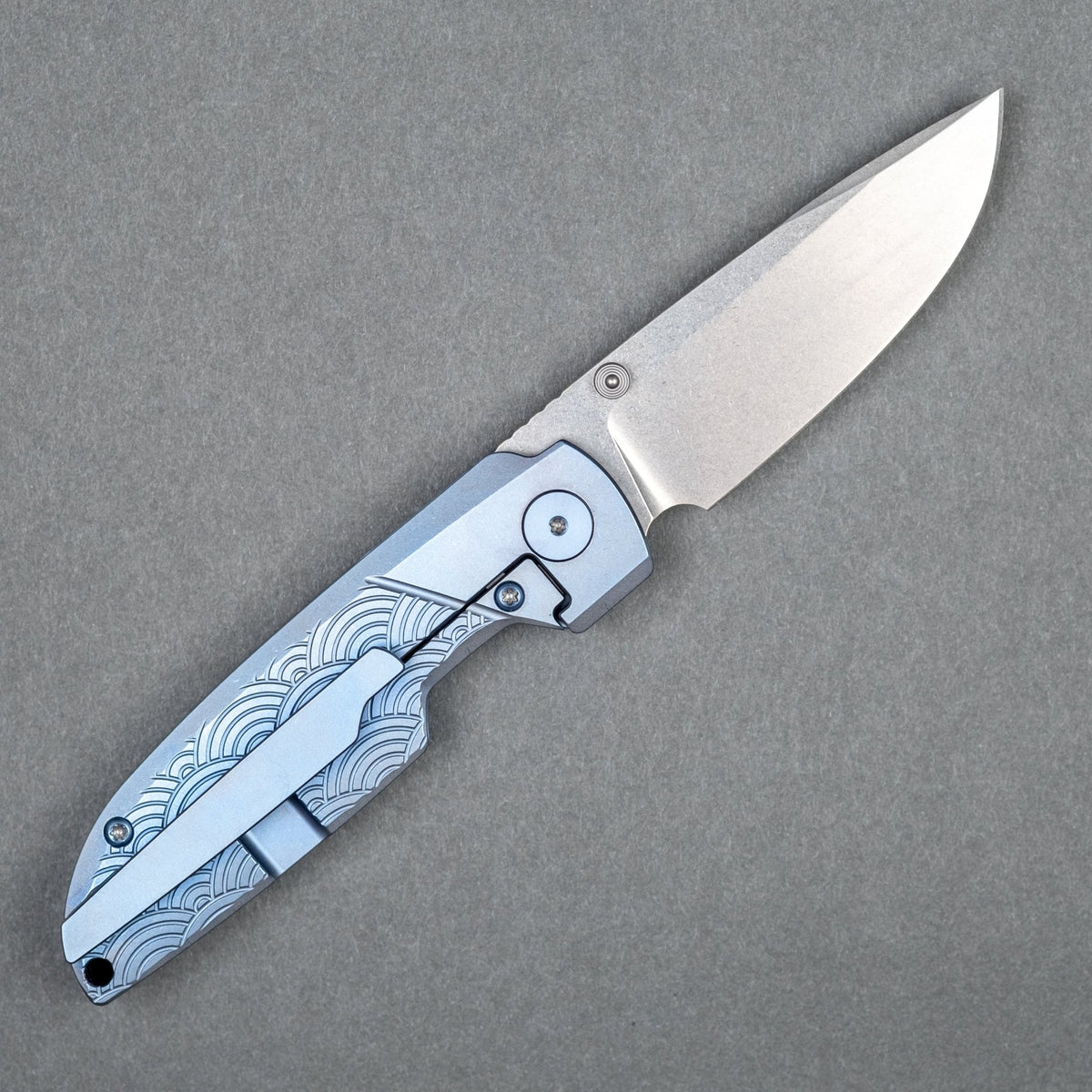 Matsey Basilisk Blue Seigaiha Engraved - Titanium (Limited) - URBAN EDC®