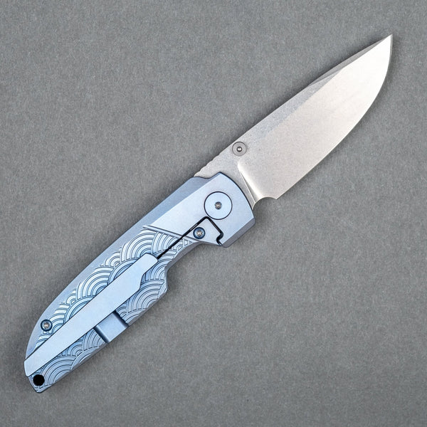 Matsey Basilisk Blue Seigaiha Engraved - Titanium (Limited) - URBAN EDC®