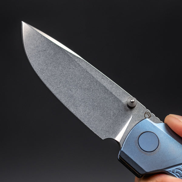 Matsey Basilisk Blue Seigaiha Engraved - Titanium (Limited) - URBAN EDC®