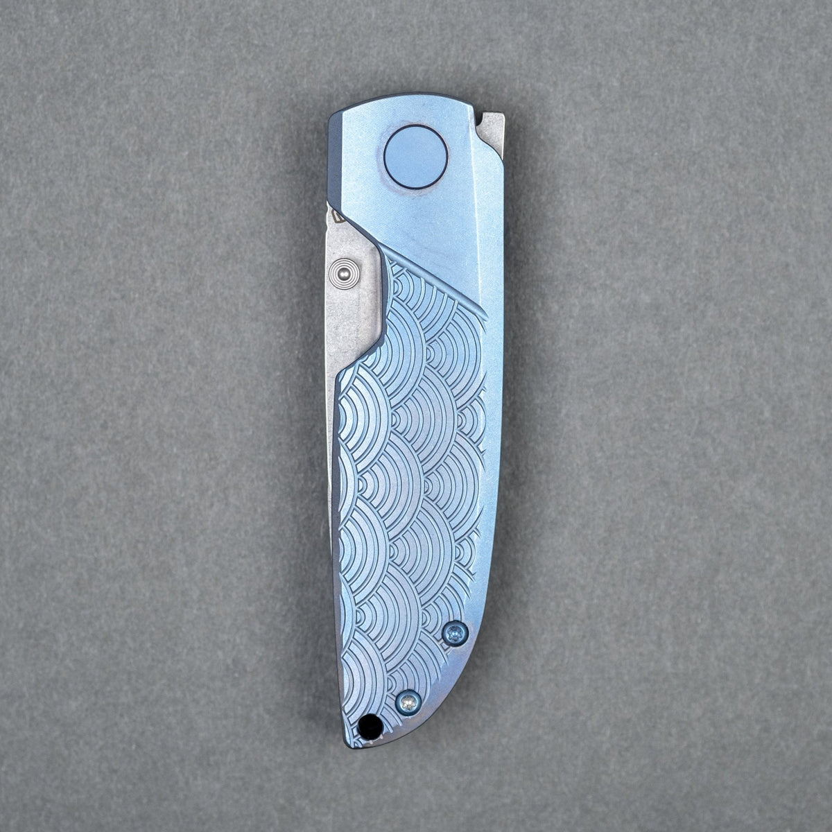 Matsey Basilisk Blue Seigaiha Engraved - Titanium (Limited) - URBAN EDC®