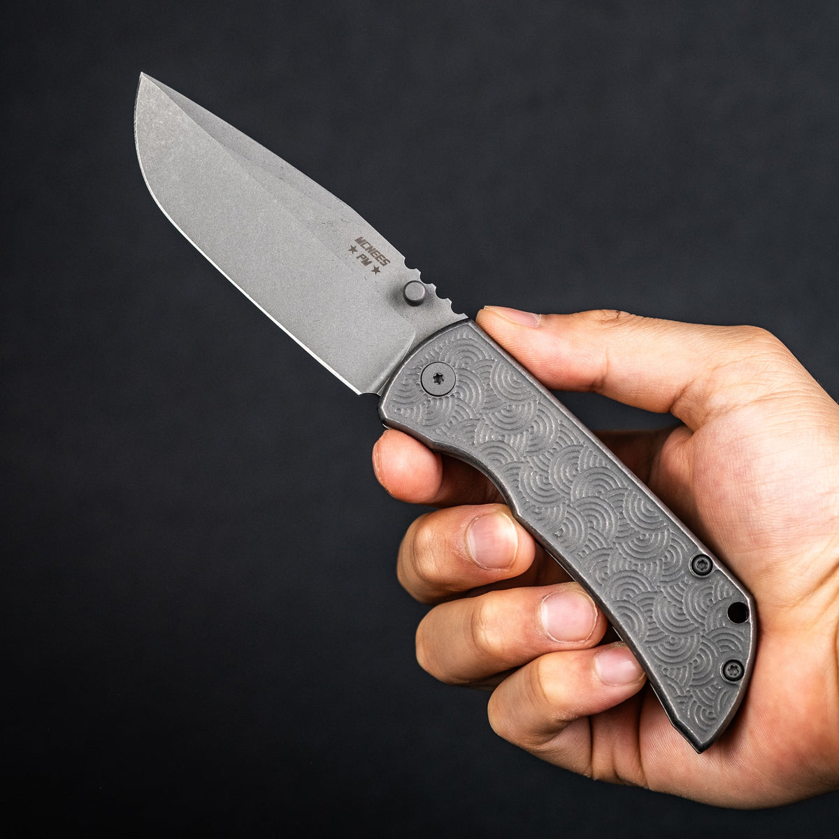 McNees x URBAN MAC 2 3.5 - Drop Point w/ Atomic Stonewashed Chaos Seigaiha Titanium - URBAN EDC®