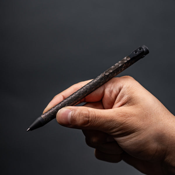 Nottingham Tactical x URBAN TB360™ Pen - Two - Tone Black Ti Cerakote w/ Bronze Ano Ti Chaos Seigaiha™ w/ Milled Chaos Seigaiha™ Clip - URBAN EDC®