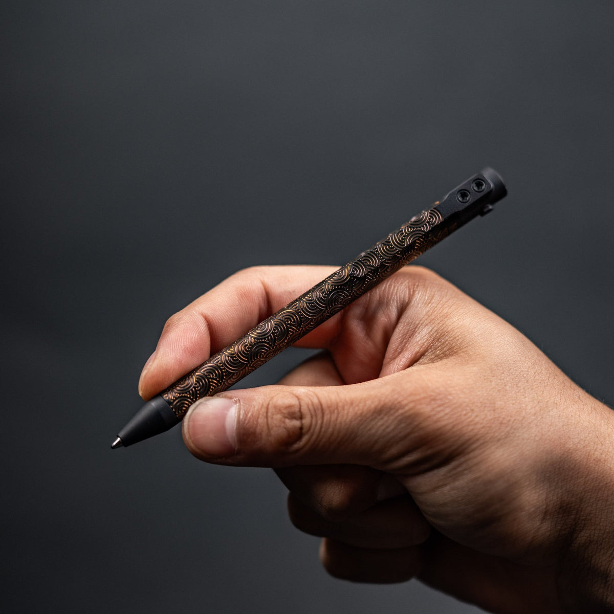 Nottingham Tactical x URBAN TB360™ Pen - Two - Tone Black Ti Cerakote w/ Bronze Ano Ti Chaos Seigaiha™ w/ Milled Chaos Seigaiha™ Clip - URBAN EDC®