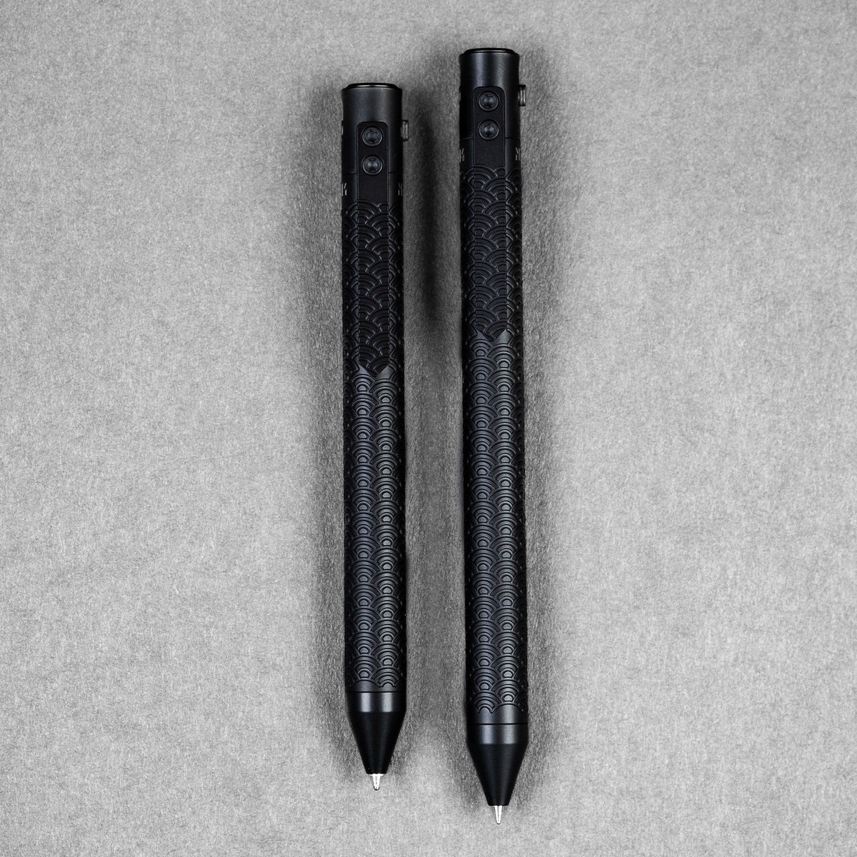 Nottingham Tactical x URBAN TiButton Single Lock Pen - Black Ti Cerakote Seigaiha w/ Milled Seigaiha Clip - URBAN EDC®