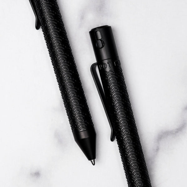 Nottingham Tactical x URBAN TiButton Single Lock Pen - Full - Black Ti Cerakote Seigaiha - URBAN EDC®