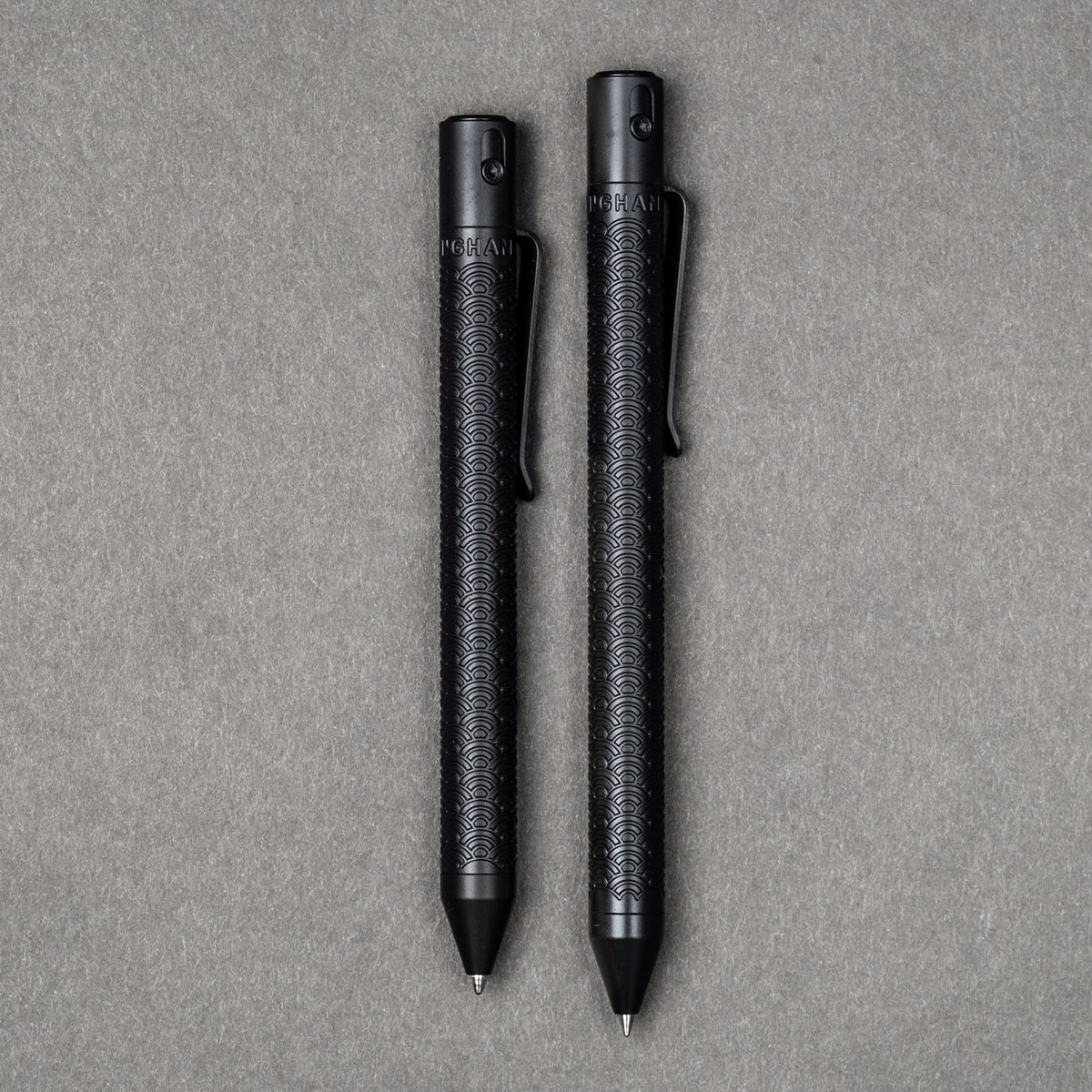 Nottingham Tactical x URBAN TiButton Single Lock Pen - Full - Black Ti Cerakote Seigaiha - URBAN EDC®