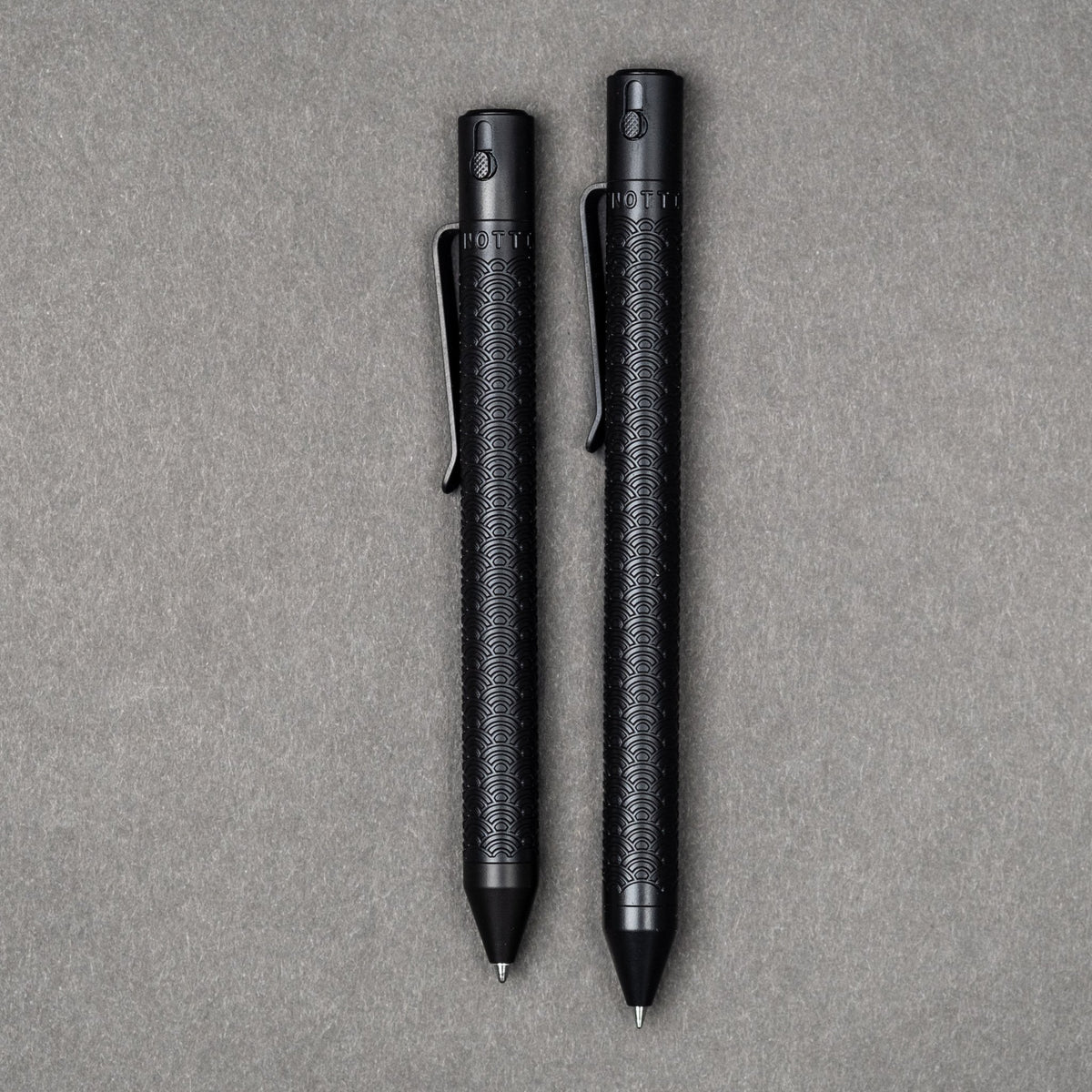 Nottingham Tactical x URBAN TiButton Single Lock Pen - Full - Black Ti Cerakote Seigaiha - URBAN EDC®