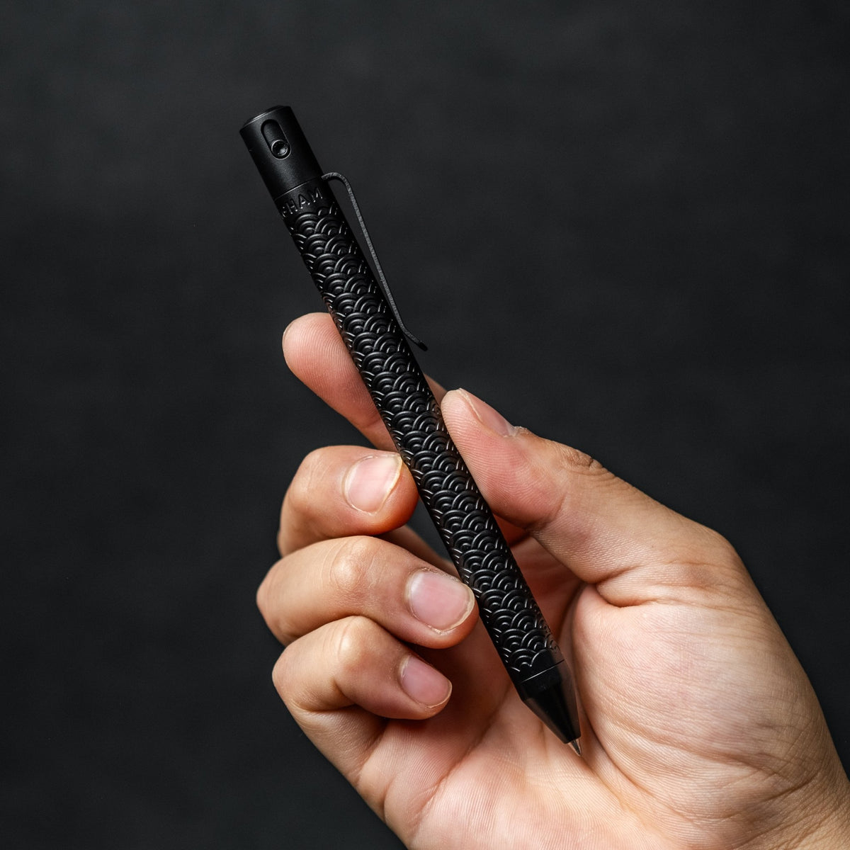Nottingham Tactical x URBAN TiButton Single Lock Pen - Full - Black Ti Cerakote Seigaiha - URBAN EDC®