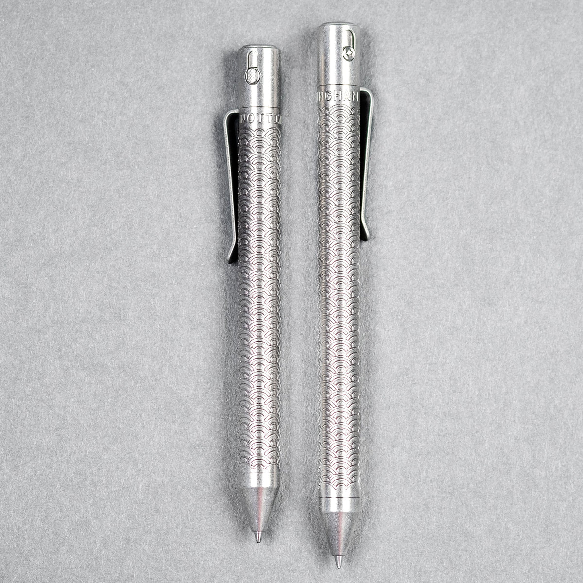 Nottingham Tactical x URBAN TiButton Single Lock Pen - Tumbled Ti Seigaiha - URBAN EDC®