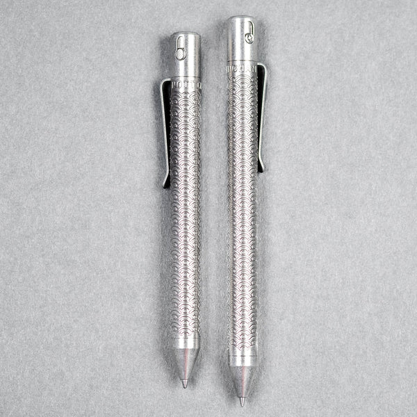 Nottingham Tactical x URBAN TiButton Single Lock Pen - Tumbled Ti Seigaiha - URBAN EDC®