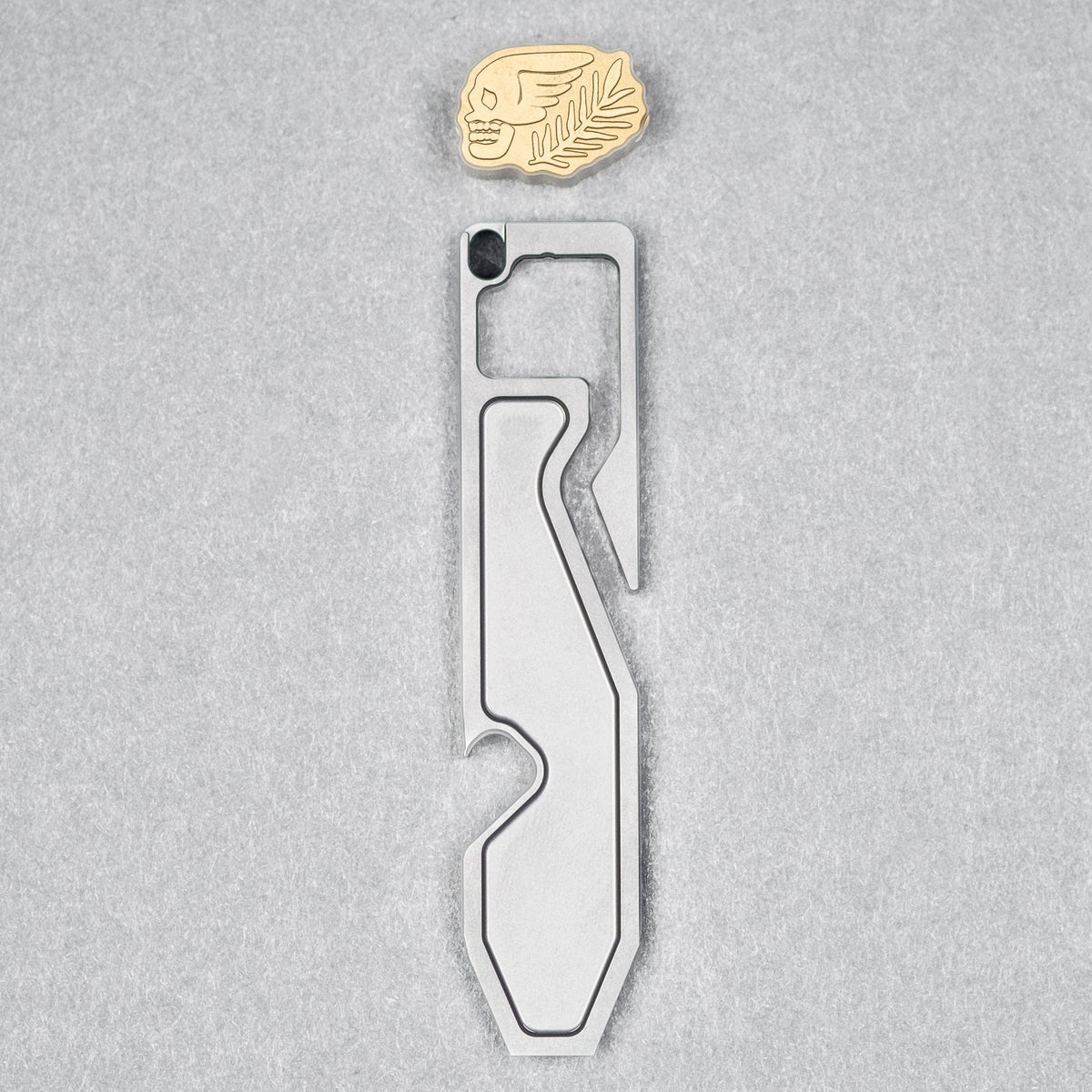 Peace Neighbor Titanium Espion Pry Tool w/ Brass Bone & Branch Lanyard Bead - URBAN EDC®
