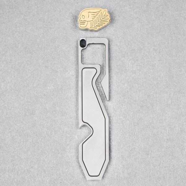 Peace Neighbor Titanium Espion Pry Tool w/ Brass Bone & Branch Lanyard Bead - URBAN EDC®
