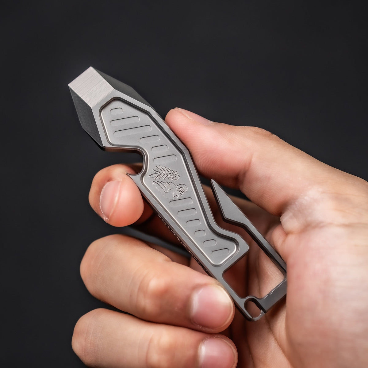 Peace Neighbor Titanium Espion Pry Tool w/ Titanium Bone & Branch Lanyard Bead - URBAN EDC®