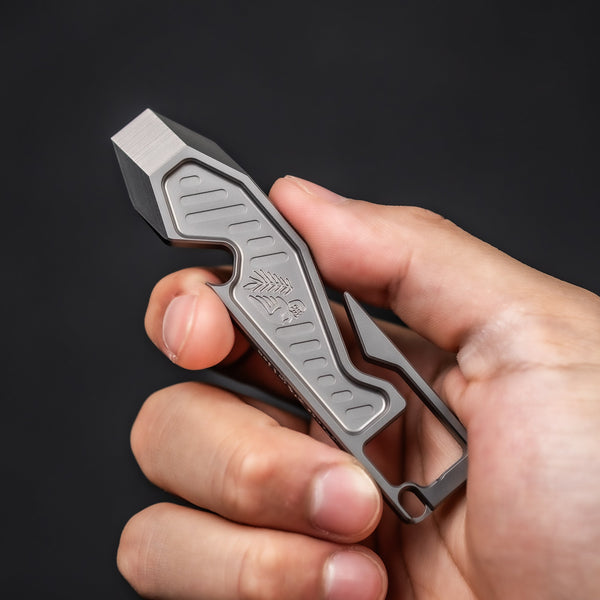 Peace Neighbor Titanium Espion Pry Tool w/ Titanium Bone & Branch Lanyard Bead - URBAN EDC®
