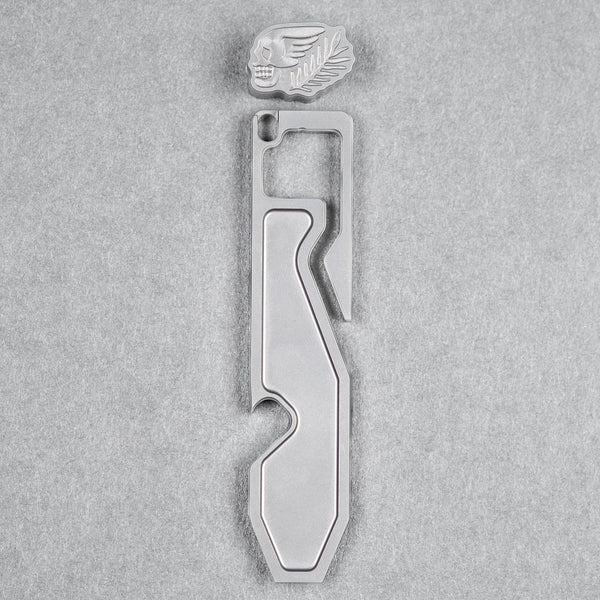 Peace Neighbor Titanium Espion Pry Tool w/ Titanium Bone & Branch Lanyard Bead - URBAN EDC®