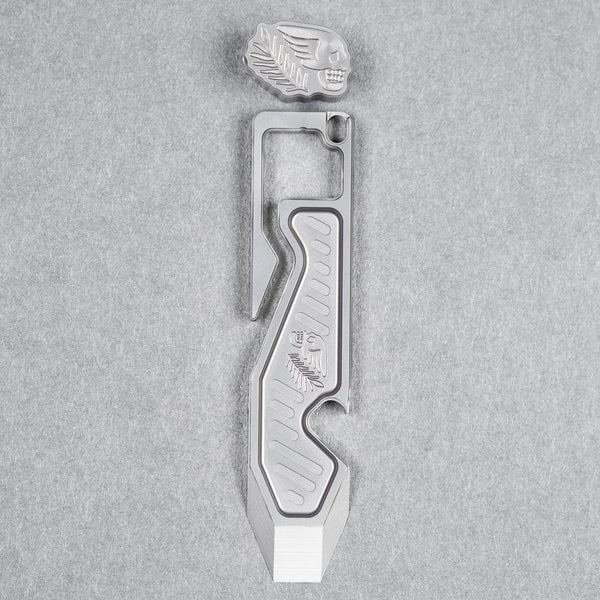 Peace Neighbor Titanium Espion Pry Tool w/ Titanium Bone & Branch Lanyard Bead - URBAN EDC®