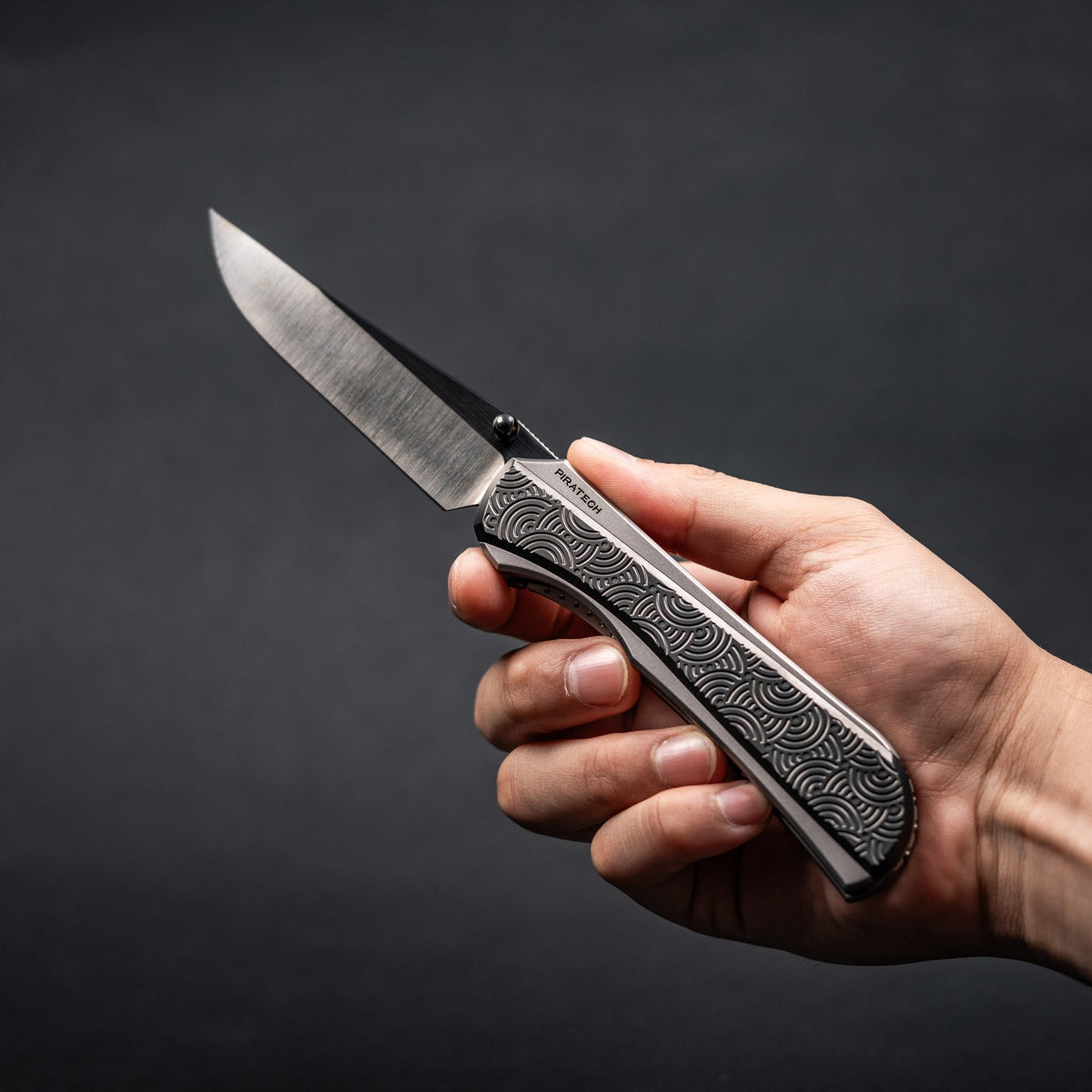 Piratech x URBAN Saga - Satin DLC S90V & Zir Blasted Titanium w/ Bead Blast DLC Chaos Seigaiha™ - URBAN EDC®