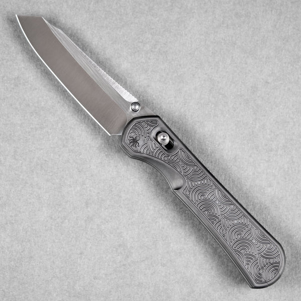Piratech x URBAN Tsunami - Satin S90V w/ DLC Bead Blast Titanium Chaos Seigaiha™ - URBAN EDC®