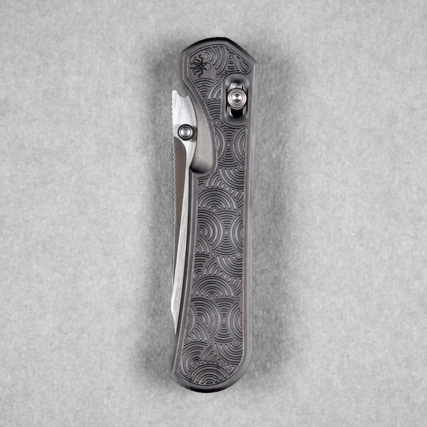 Piratech x URBAN Tsunami - Satin S90V w/ DLC Bead Blast Titanium Chaos Seigaiha™ - URBAN EDC®