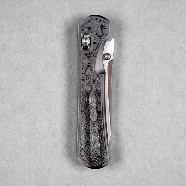 Piratech x URBAN Tsunami - Satin S90V w/ DLC Bead Blast Titanium Chaos Seigaiha™ - URBAN EDC®