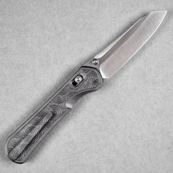 Piratech x URBAN Tsunami - Satin S90V w/ DLC Bead Blast Titanium Chaos Seigaiha™ - URBAN EDC®