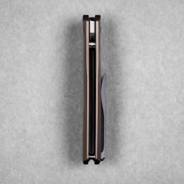 Pre - Order: URBAN Chimarra - Hand - Rubbed Magnacut & Bronze Anodized Titanium w/ Zirc Pivot Collar & Clip - URBAN EDC®