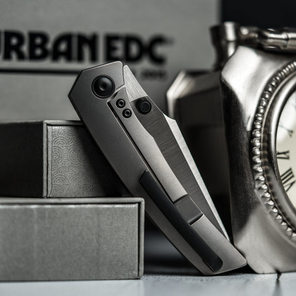 Pre - Order: URBAN Isurus - Satin Magnacut & Bead Blasted Ti w/ Blackwashed Hardware - URBAN EDC®