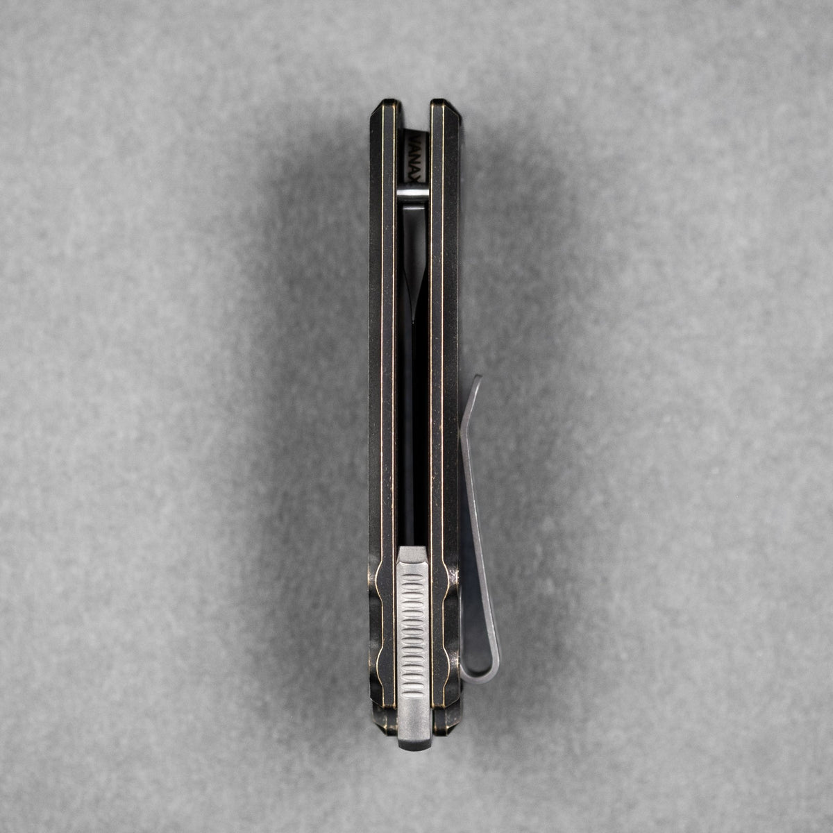 Pre - Order: URBAN Jib - Darkwashed Vanax & Antiqued Bronze Linerlock w/ Titanium Backspacer - URBAN EDC®