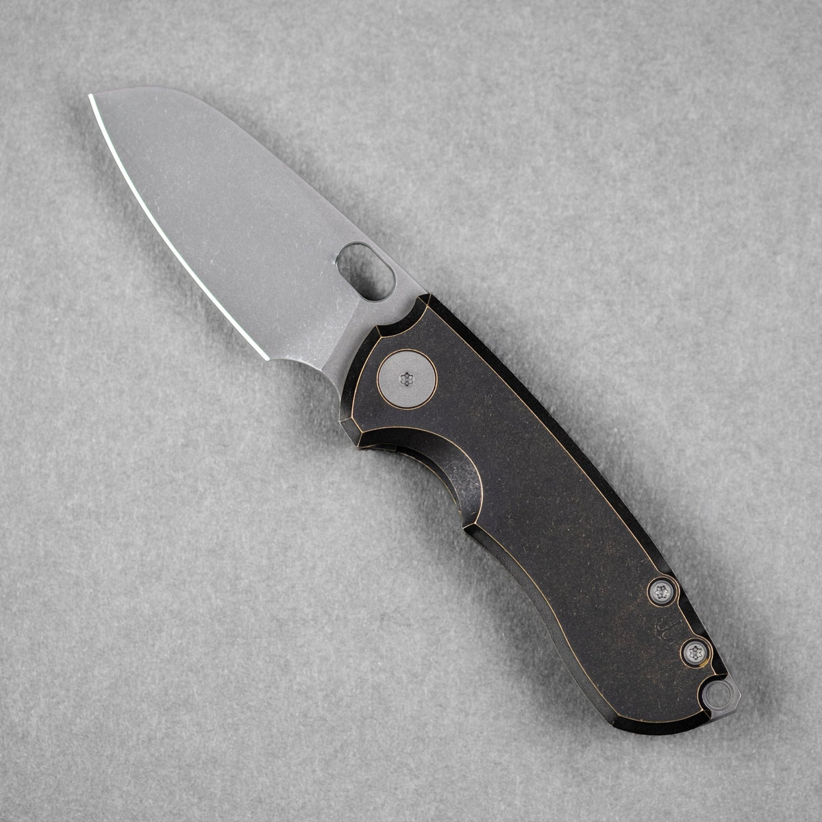 Pre - Order: URBAN Jib - Darkwashed Vanax & Antiqued Bronze Linerlock w/ Titanium Backspacer - URBAN EDC®