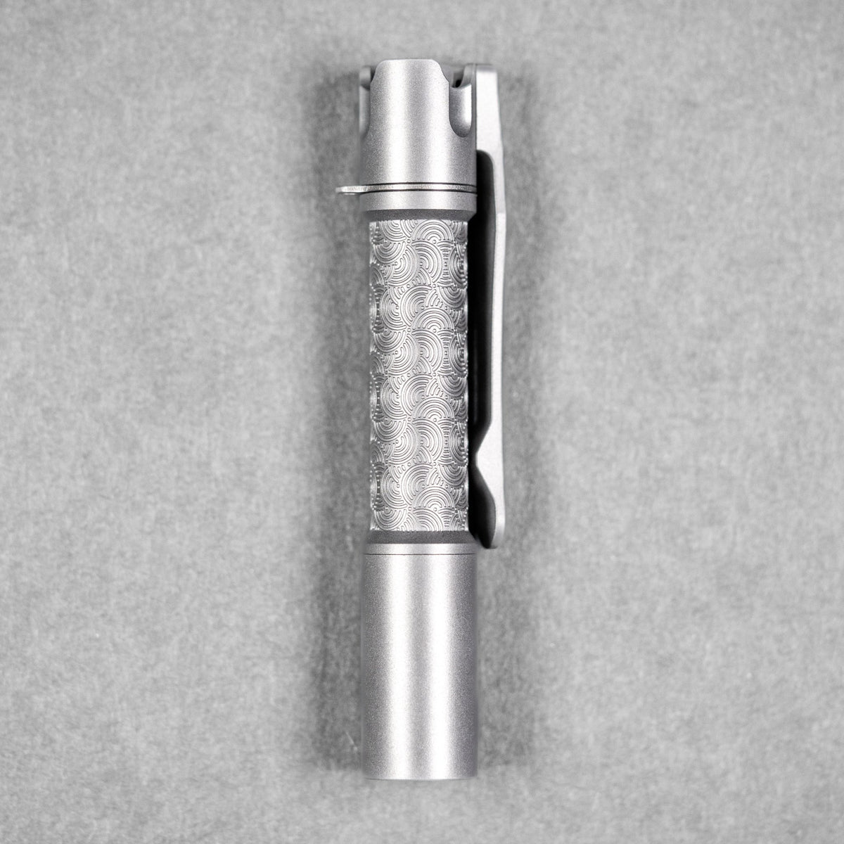 Reylight x URBAN Pineapple Mini Flashlight - Beadblasted Ti Chaos Seigaiha™ w/ Milled Ti Clip - URBAN EDC®