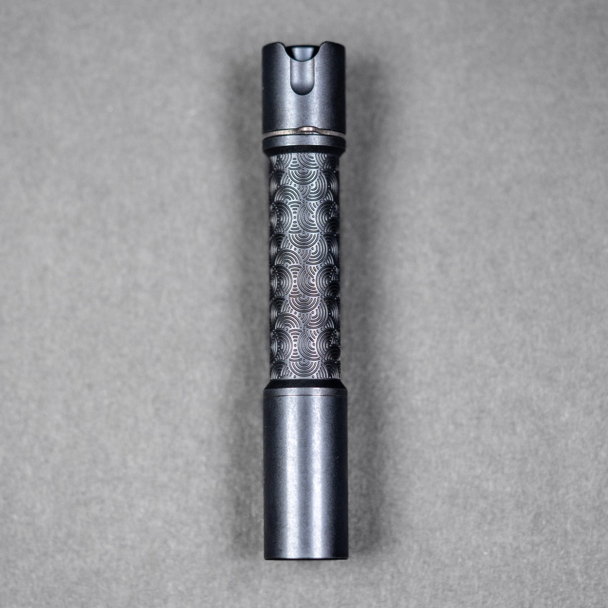Reylight x URBAN Pineapple Mini Flashlight - Black Oil Ti Chaos Seigaiha™ w/ Milled Ti Clip - URBAN EDC®