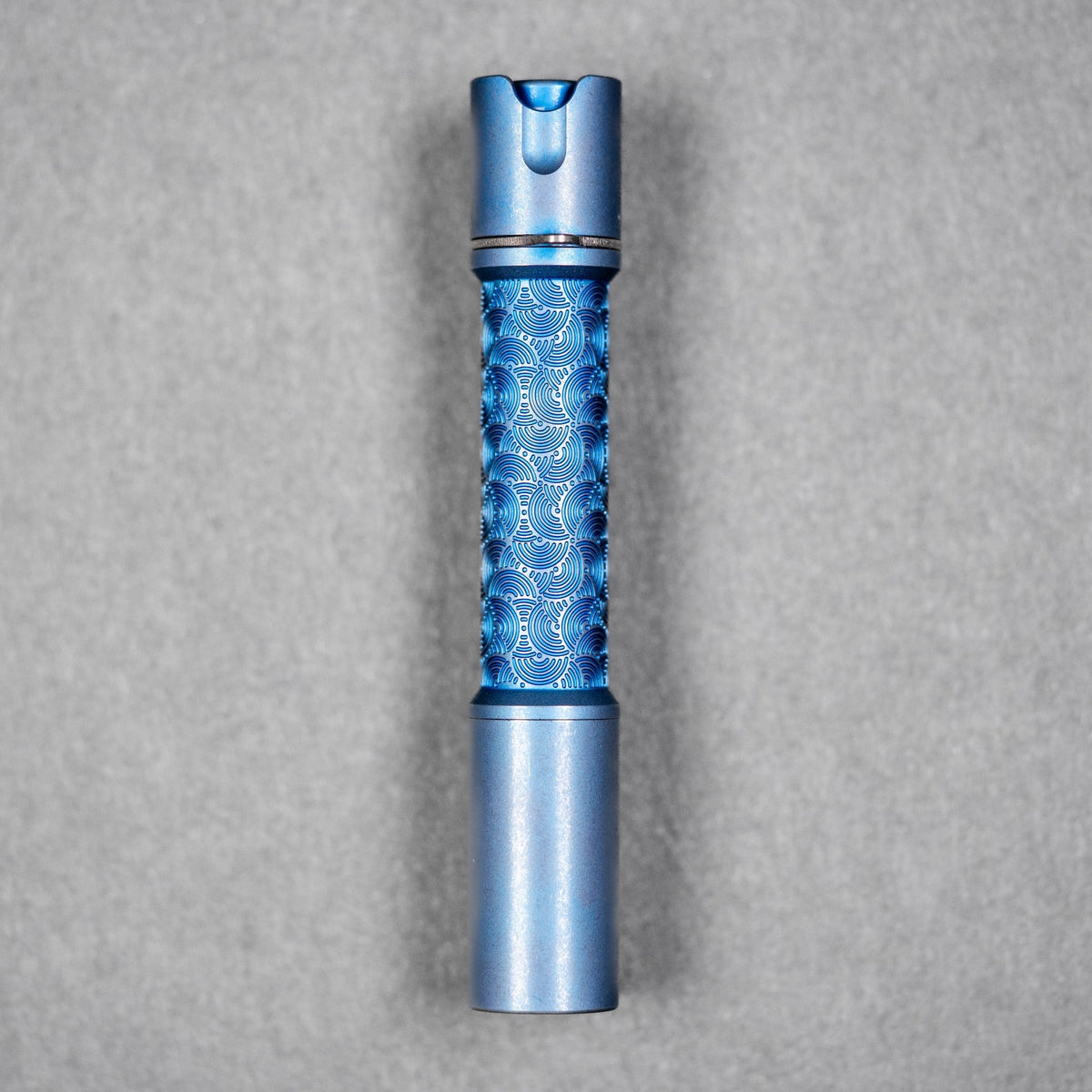 Reylight x URBAN Pineapple Mini Flashlight - Blue Stonewash Ti Chaos Seigaiha™ w/ Milled Ti Clip - URBAN EDC®