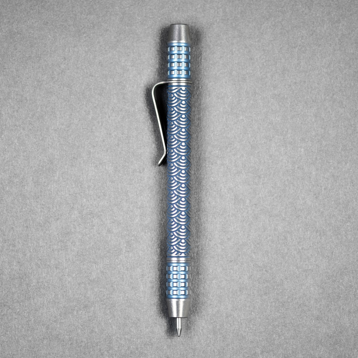 Ti2 Design x URBAN TechLiner Shorty Grid Pen - Blue Tumble Ti Seigaiha - URBAN EDC®