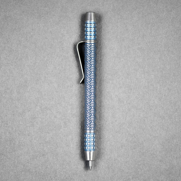 Ti2 Design x URBAN TechLiner Shorty Grid Pen - Blue Tumble Ti Seigaiha - URBAN EDC®
