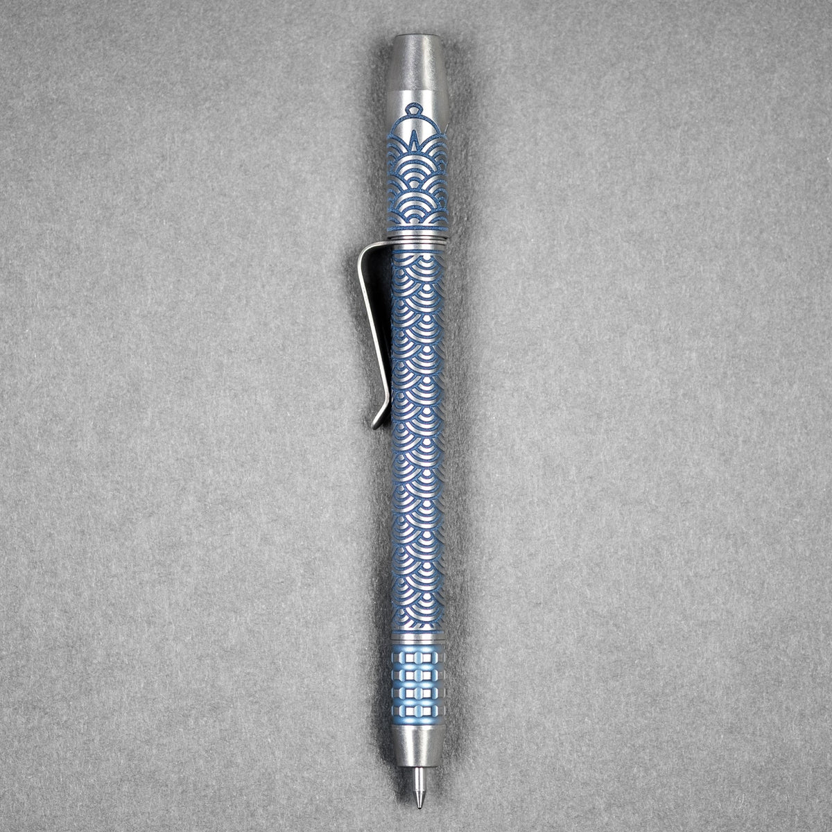 Ti2 Design x URBAN TechLiner Shorty Grid Pen - Blue Tumble Ti Seigaiha - URBAN EDC®