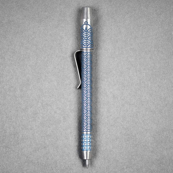 Ti2 Design x URBAN TechLiner Shorty Grid Pen - Blue Tumble Ti Seigaiha - URBAN EDC®