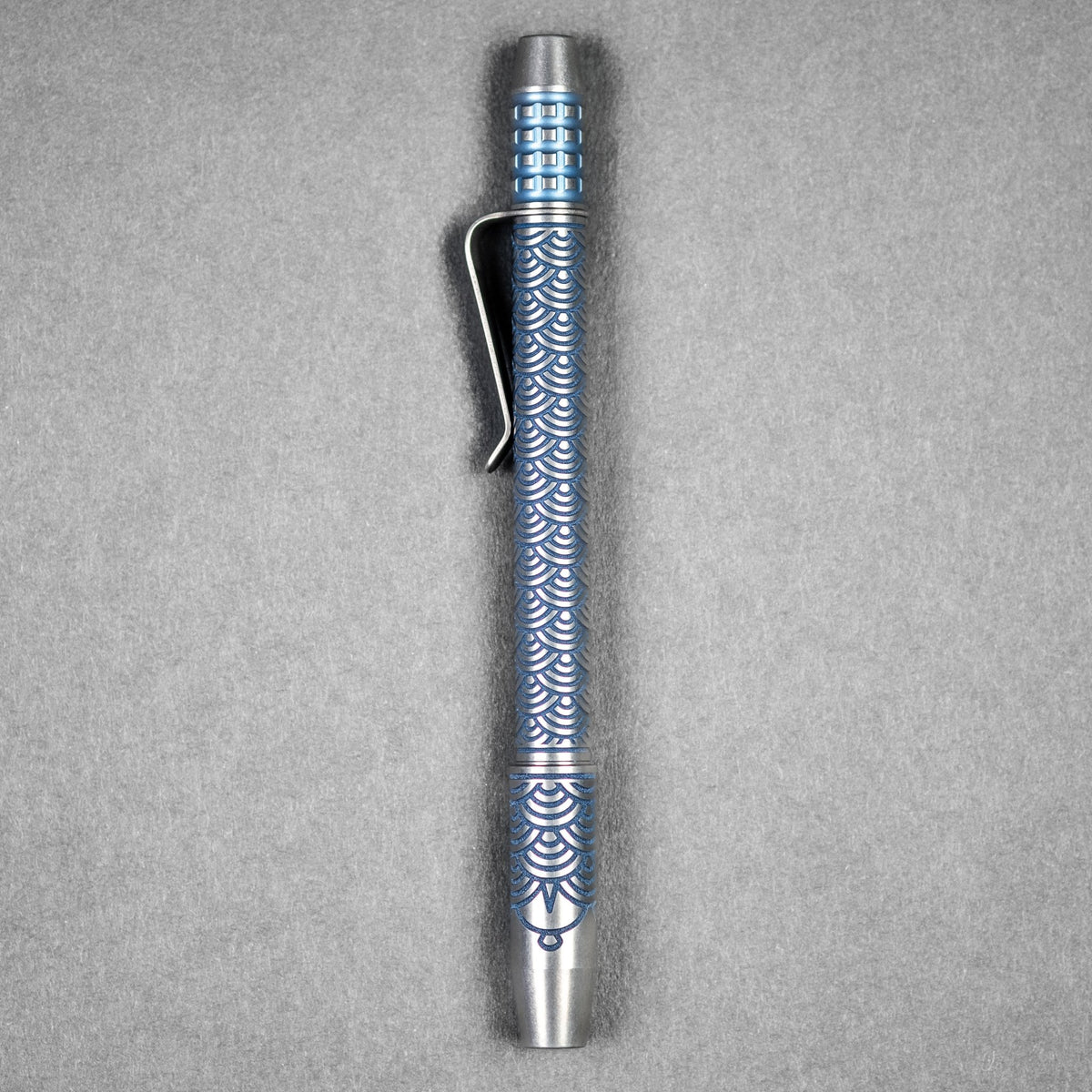 Ti2 Design x URBAN TechLiner Shorty Grid Pen - Blue Tumble Ti Seigaiha - URBAN EDC®