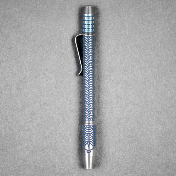 Ti2 Design x URBAN TechLiner Shorty Grid Pen - Blue Tumble Ti Seigaiha - URBAN EDC®
