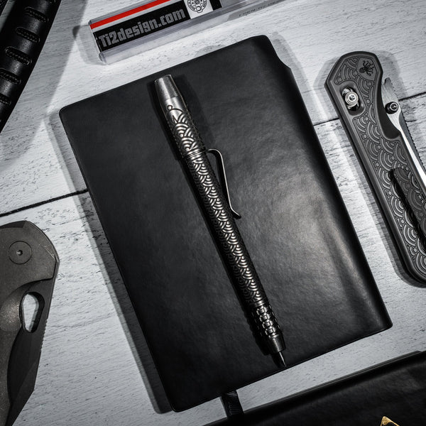 Ti2 Design x URBAN TechLiner Shorty Grid Pen - Laser Tumble Ti Seigaiha - URBAN EDC®
