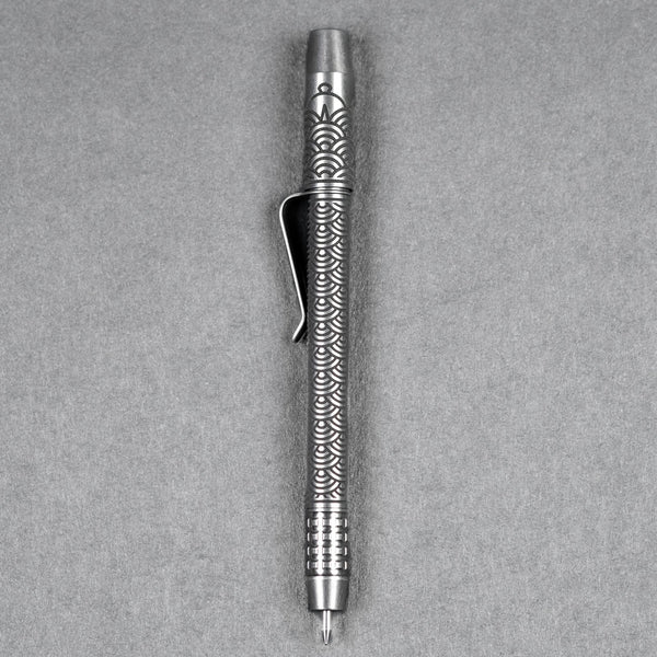 Ti2 Design x URBAN TechLiner Shorty Grid Pen - Laser Tumble Ti Seigaiha - URBAN EDC®