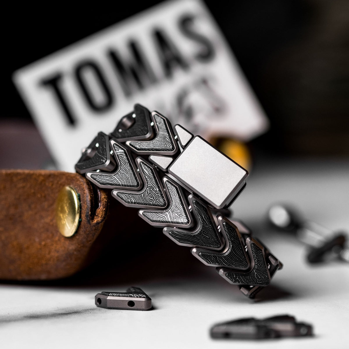 Tomas Makes Vector Bracelet - Titanium w/ Space Coral Stainless Carbon Fiber (Custom) - URBAN EDC®