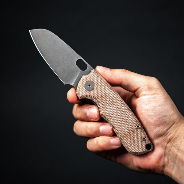 URBAN F5.5 - Acid - Etched Magnacut & Natural Brown Micarta - URBAN EDC®