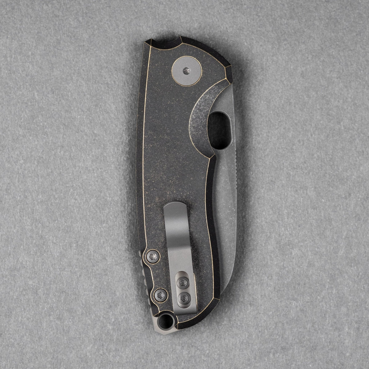 URBAN F5.5 - Antiqued Bronze w/ Anchor Stamp & Acid - Etched Magnacut - URBAN EDC®