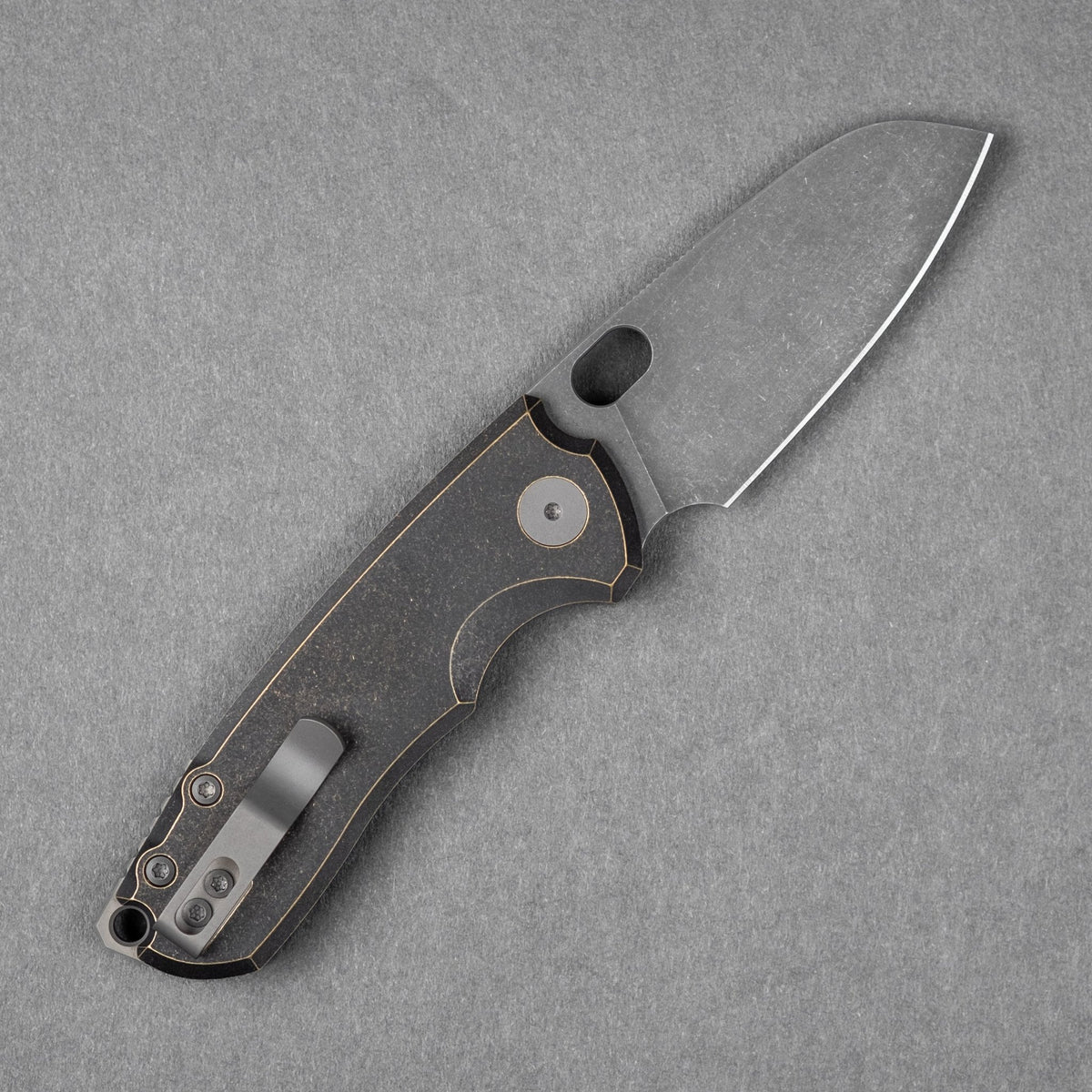 URBAN F5.5 - Antiqued Bronze w/ Anchor Stamp & Acid - Etched Magnacut - URBAN EDC®