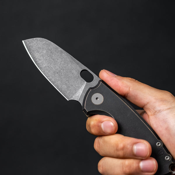URBAN F5.5 - Antiqued Bronze w/ Anchor Stamp & Acid - Etched Magnacut - URBAN EDC®